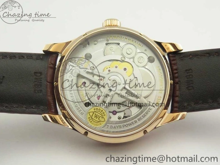 MIROTIME 0501 Portuguese Tourbillon IW5463 RG ZF Best Edition White Dial on Brown Leather Strap Stylish 7174